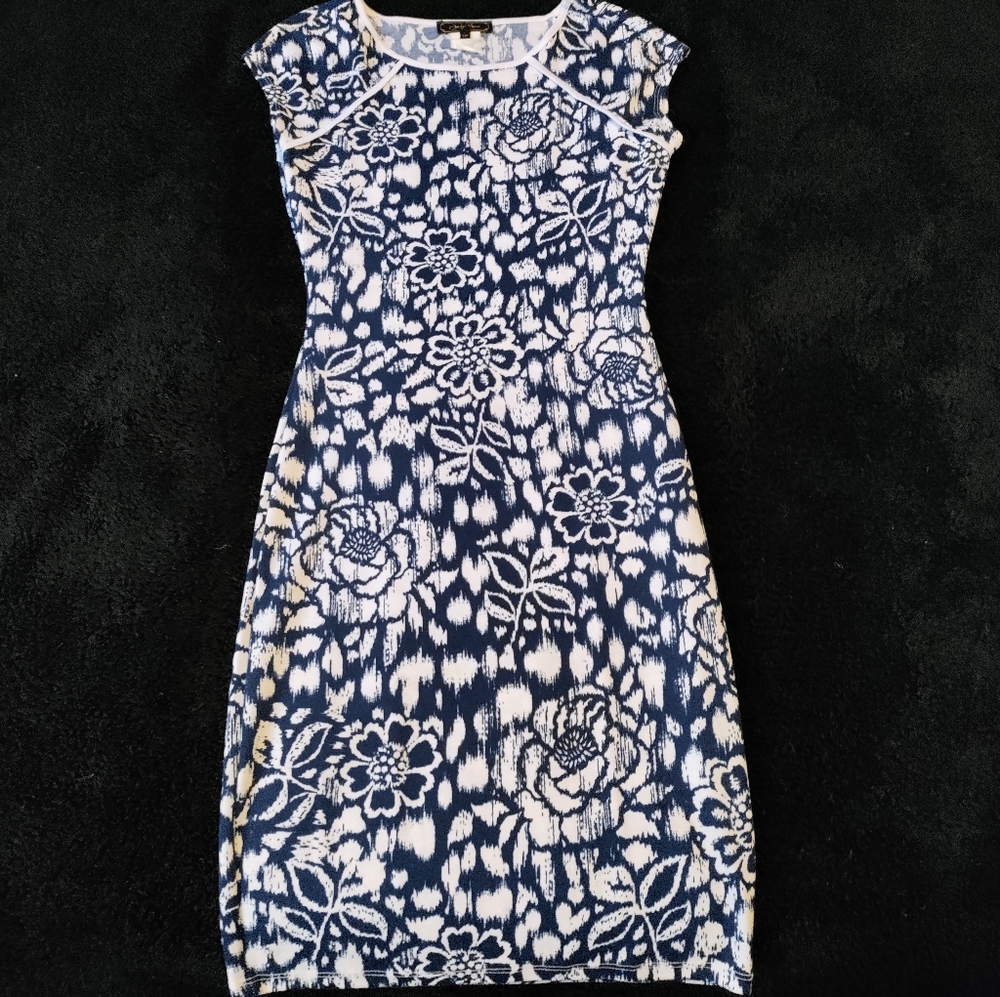 Navy & White Floral Dress
